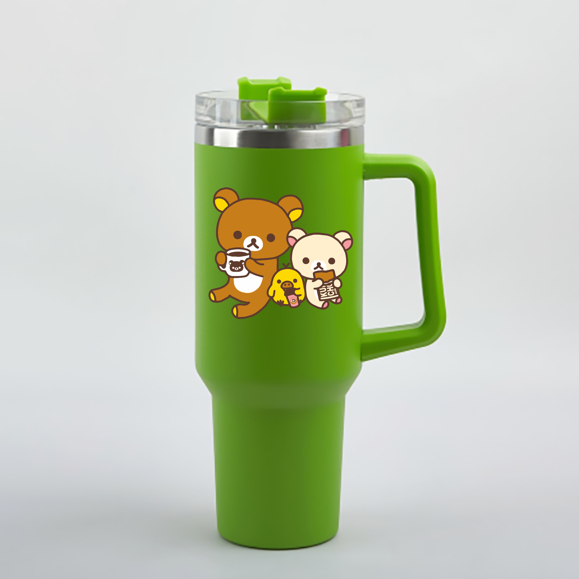 （画像用） リラックマ リラックマ キイロイトリ Rilakkuma Korilakkuma Kiiroitori 1200mL車用タンブラー - クリスタルステッカー（プラスチックストロー付き）